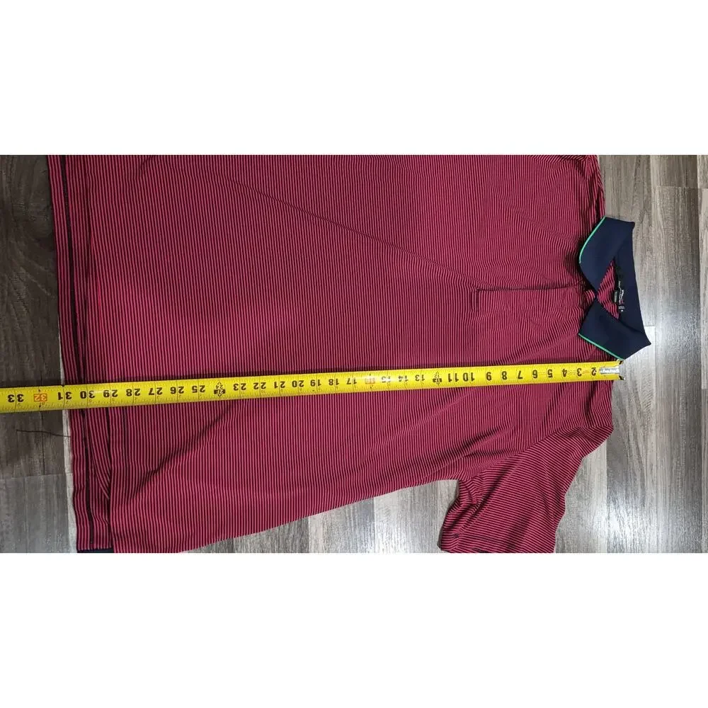 RLX Ralph Lauren Performance Golf Men’s XL Polo Shirt Red/navy Blue Striped